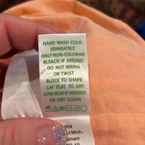 LILLY PULITZER Astara Peach Eyelet Palm Tree Dress w Pom Pom Flutter Sleeves S - Picture 12 of 14